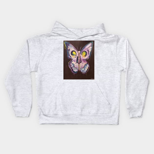 Butterfly Skull 💀 Kids Hoodie by vantablackclothes